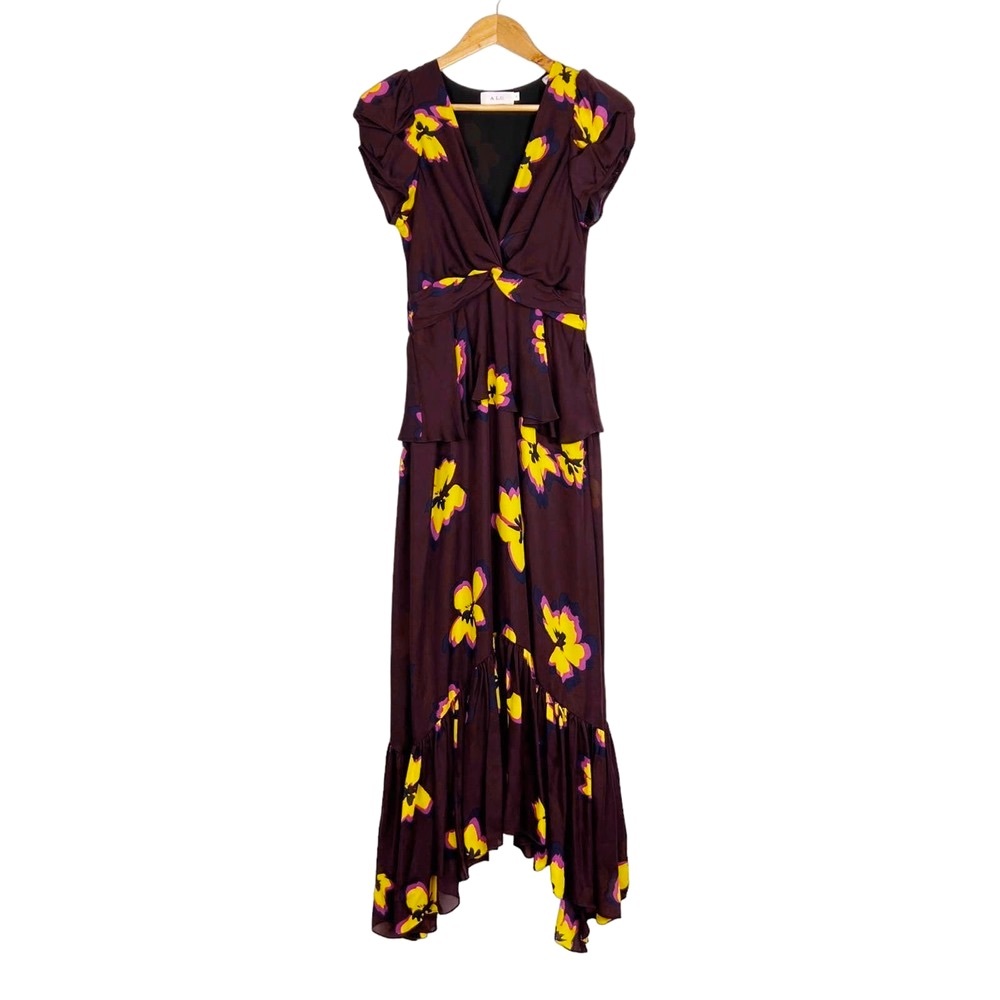 A.L.C. Zadie Floral Silk Peplum Handkerchief Dress Size 4 REVOLVE